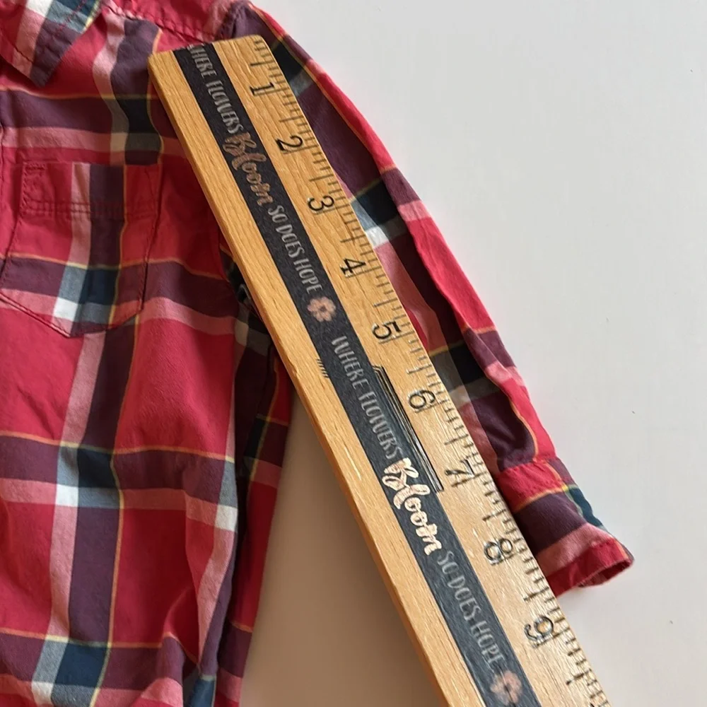 Oshkosh Boys 6M Button Down red Shirt Snap bottom Oshkosh 6 month bodysuit
